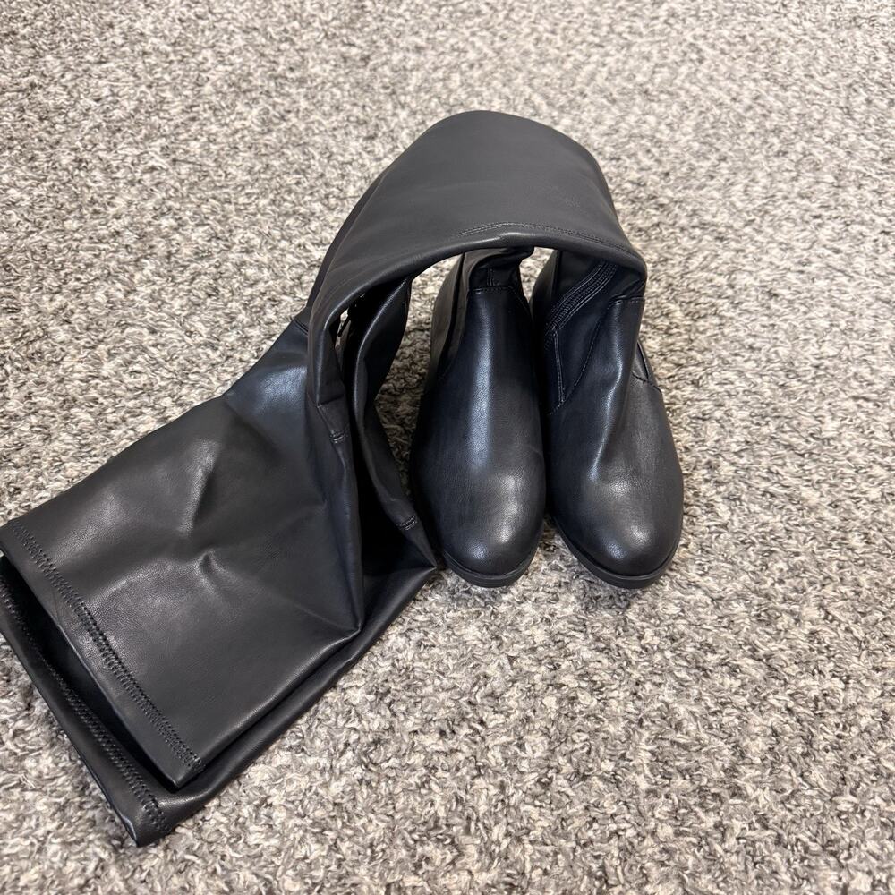 INC Irinaa Over The Knee Boots Black Vegan Leather Stretch Size 5 M New - Picture 5 of 6